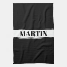 Streifen aus schwarzem und weißem Individuelle Nam Geschirrtuch