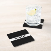 Streifen aus schwarzem und weißem Individuelle Nam Rechteckiger Pappuntersetzer (Vor Ort)