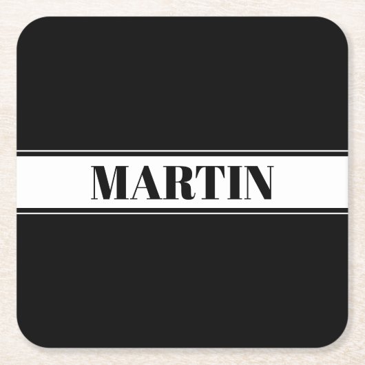 Streifen aus schwarzem und weißem Individuelle Nam Rechteckiger Pappuntersetzer (Vorderseite)