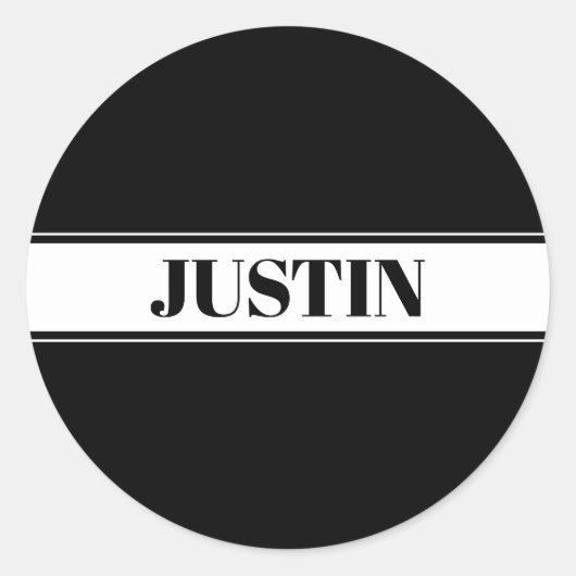 Streifen aus schwarzem und weißem Individuelle Nam Runder Aufkleber (Vorderseite)