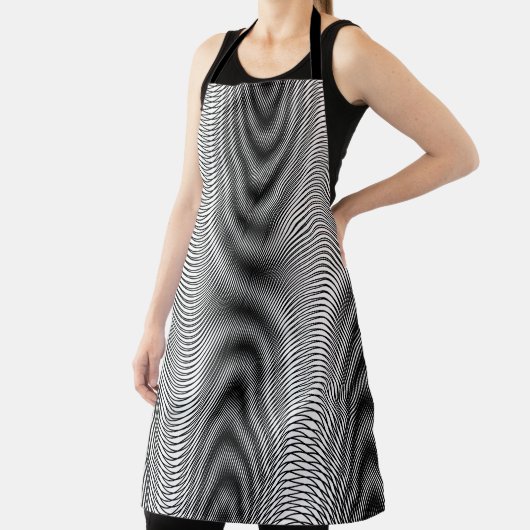 Streifen aus schwarzem und weißem Moiré - Abstrakt Schürze (InSitu)