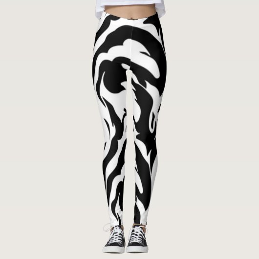 Streifen aus schwarzem und weißem Tiger Leggings (Vorderseite)