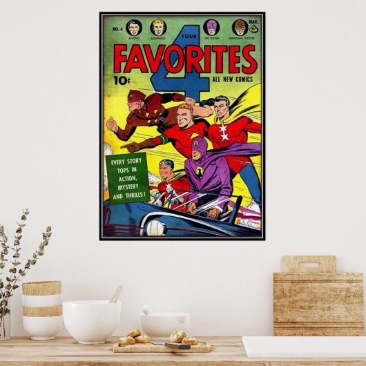 Streifen aus Vintagem Comic - Poster (Küche)