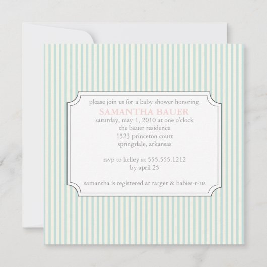 {Streifen} Babydusche Einladung (Vorderseite)
