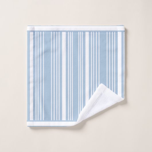 Streifen Blassblaues und weißes Badetuch Set (Waschlappen)