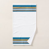 Streifen blau, grau, goldgelb auf weißem Badetuch Badhandtuch Set (Handtuch)