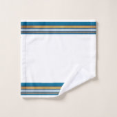 Streifen blau, grau, goldgelb auf weißem Badetuch Badhandtuch Set (Waschlappen)