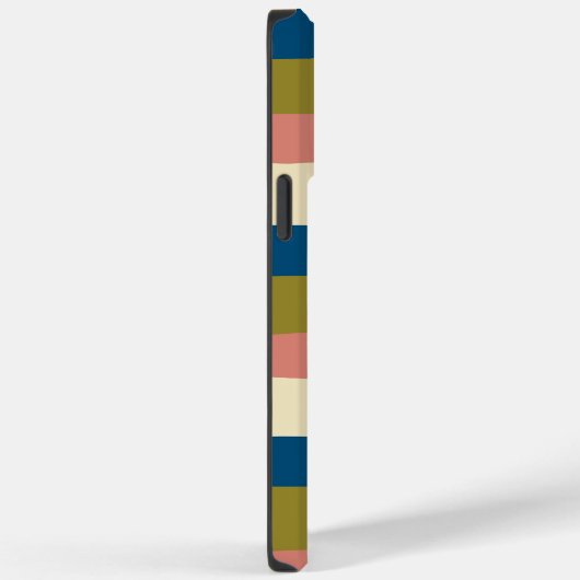 Streifen - Blau, Olivgrün, Rosa und Creme Case-Mate iPhone Hülle (Rückseite / Rechts)