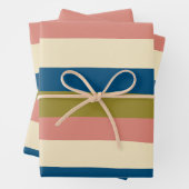 Streifen - Blau, Olivgrün, Rosa und Creme Geschenkpapier Set (Beispiel)