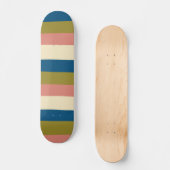 Streifen - Blau, Olivgrün, Rosa und Creme Skateboard (Vorderseite)