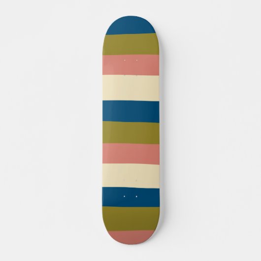 Streifen - Blau, Olivgrün, Rosa und Creme Skateboard (Vorne)