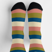 Streifen - Blau, Olivgrün, Rosa und Creme Socken (Oben)
