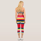 Streifen Blau Rot Gelb Capri Leggings (Rückseite)