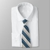 Streifen - Blau-Silbergoldbeige Krawatte (Gebunden)