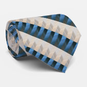 Streifen - Blau-Silbergoldbeige Krawatte (Gerollt)