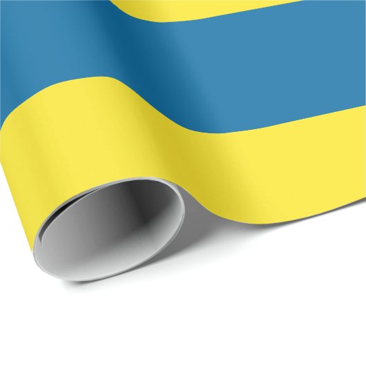 Streifen | Blau und Gelb | Anpassbar Geschenkpapier (Rolleneckpunkt)