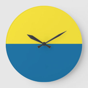 Streifen Blau und Gelb Anpassbar Große Wanduhr