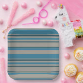 Streifen blau und grau pappteller (Party)
