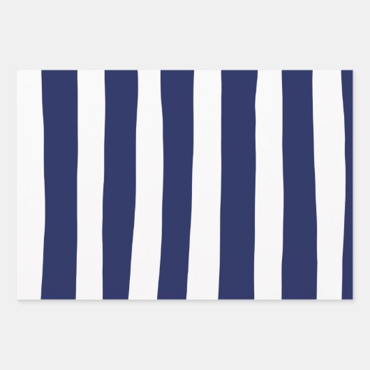 Streifen - blau und weiß geschenkpapier set (Vorderseite 2)