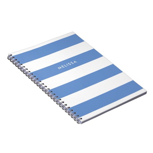 Streifen Blau und Weiß Moderner Minimalistischer N Notizblock (Rechte Seite)