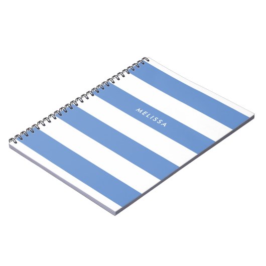 Streifen Blau und Weiß Moderner Minimalistischer N Notizblock (Linke Seite)