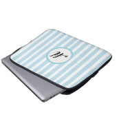 Streifen Blue White Custom Monogram Laptop Sleeve (Vorne Knopf)