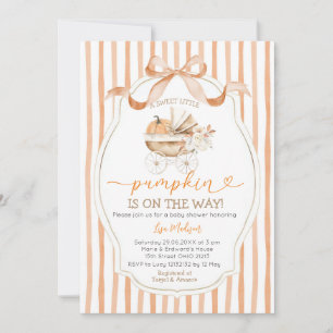 Streifen Bow Sweet Little Pumpkin Baby Dusche Einladung