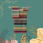 Streifen braun, Rost, Gold, Aqua Badhandtuch Set