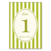 Streifen Braut Hochzeit Chartreuse Tischnummer (Rückseite)