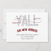 Streifen Burgund Wir sind umgezogen Umzugsankündig Einladung (Vorderseite)