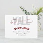 Streifen Burgund Wir sind umgezogen Umzugsankündig Einladung (Stehend Vorderseite)
