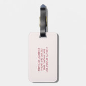 Streifen Burgundy Blush Floral Monogram Gepäckanhänger (Rückseite vertikal)