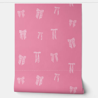 Streifen Coquette Bows hell rosa auf Rosa Tapete