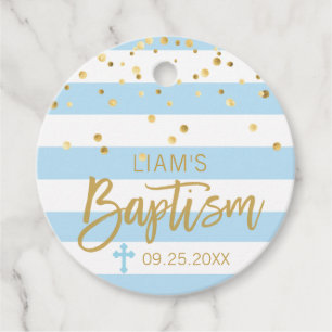 Streifen Cross Paste BLAU Gold BOY BAPTISM Geschenkanhänger