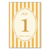 Streifen Custom Senfgelb Hochzeit Tischnummer (Rückseite)