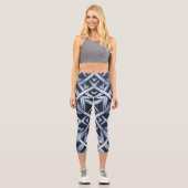 Streifen der Harmonie in Blau Capri Leggings (Vorderseite)