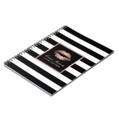 Streifen der Rosen-Goldlippenmodernes Schwarzes u. Notizblock (Linke Seite)