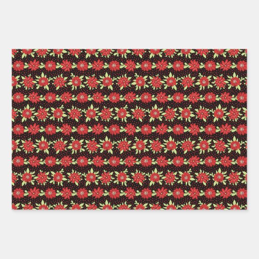 Streifen der roten Blume Geschenkpapier Set (Vorderseite 3)