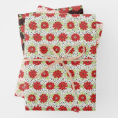 Streifen der roten Blume Geschenkpapier Set (Beispiel)