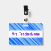 Streifen des blauen Musters + Kundenspezifischer Ausweis (Front with Clip)