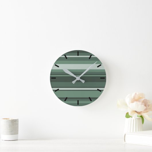 Streifen des weisen Grüns Runde Wanduhr (Zuhause)