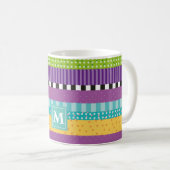 Streifen Dots Muster Monogramm Kaffeetasse (VorderseiteRechts)