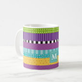 Streifen Dots Muster Monogramm Kaffeetasse (Vorderseite Links)