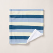 Streifen - dunkelblau, hellblau und creme badhandtuch set (Waschlappen)
