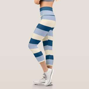 Streifen - dunkelblau, hellblau und creme capri leggings