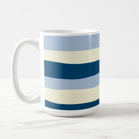 Streifen - dunkelblau, hellblau und creme kaffeetasse (Links)