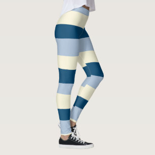Streifen - dunkelblau, hellblau und creme leggings