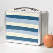 Streifen - dunkelblau, hellblau und creme metall brotdose (Beispiel)