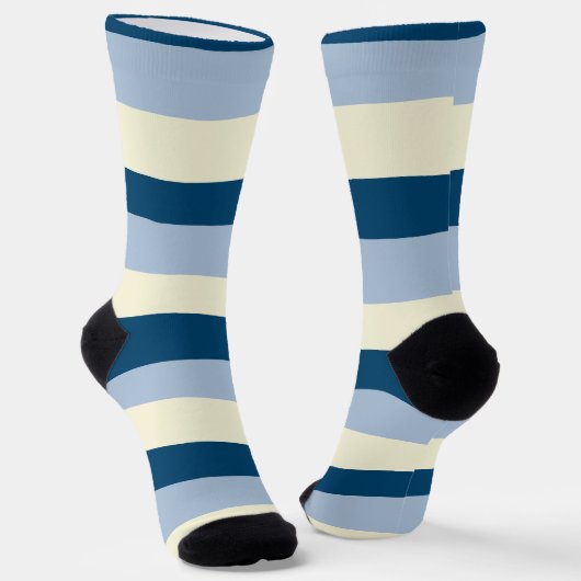 Streifen - dunkelblau, hellblau und creme socken (Gewinkelt)
