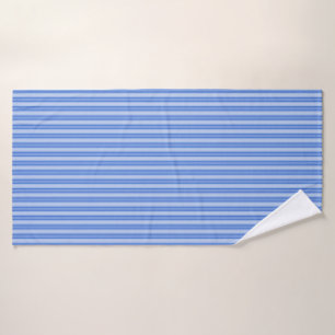 Streifen - einfarbige Schatten des Blaus - Badhandtuch Set